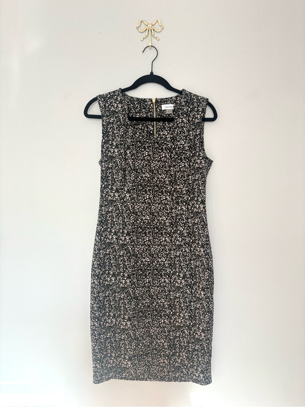 Calvin Klein Black and White Floral Sheath Dress